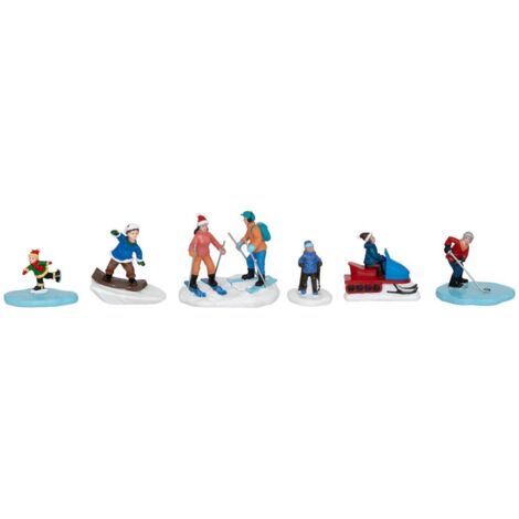 Juego de 6 santones para villa de deportes de invierno - Feeric lights & christmas