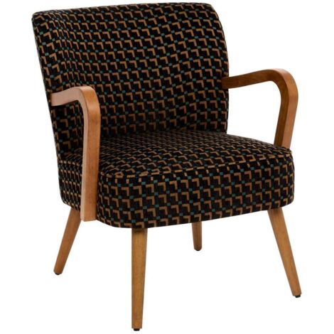 Sillón Chiara negro en tejido de chenilla - Atmosphera créateur d'intérieur