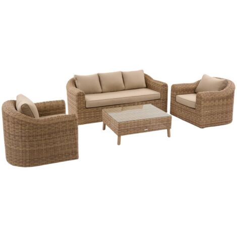 Conjunto de muebles de jardín Moorea 5 plazas savana - Hespéride