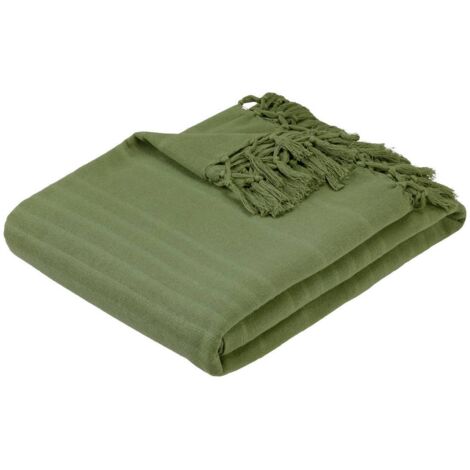 Colcha de algodón verde caqui Anjali 220x160 - Atmosphera créateur d'intérieur