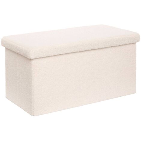 Jaiko Otomana Pecho Plegable Bouclette Blanco 76x38cm - Atmosphera créateur d'intérieur