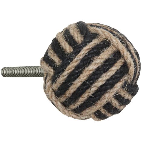 Juego de 2 pomos de yute negro Louna para muebles - Atmosphera créateur d'intérieur