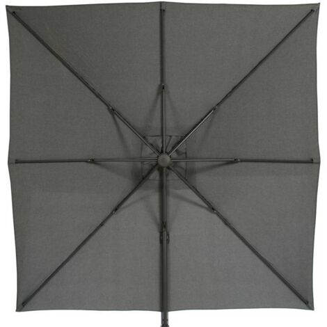 Ombrellone Rotondo Hespéride Soya – Diametro 2,7 M, Colore Ardesia – Tenda Idrorepellente Con Protezione UV, Struttura In Acciaio Antiruggine, Apertura Push-Up