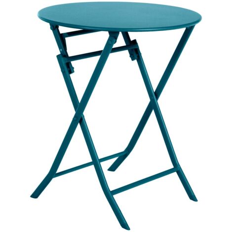 Mesa de jardín redonda plegable Greensboro Azul canario - 2 plazas - Hespéride