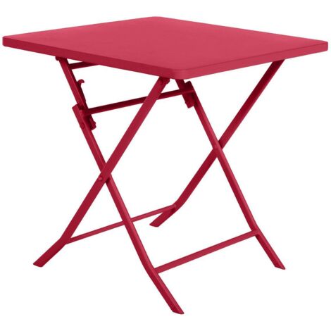 Mesa de jardín cuadrada plegable Greensboro rojo granate - 2 plazas - Hespéride