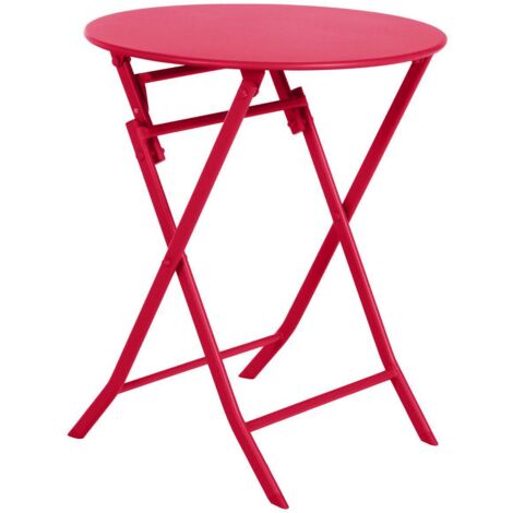 Mesa de jardín redonda plegable Greensboro rojo granate - 2 plazas - Hespéride