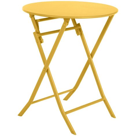 Mesa de jardín redonda plegable Greensboro Amarillo Mostaza - 2 plazas - Hespéride