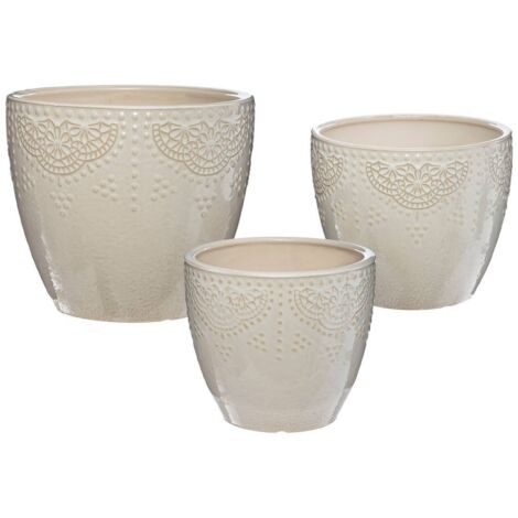 Juego de 3 tarros - Bijoux - cerámica - blanco - Atmosphera créateur d'intérieur