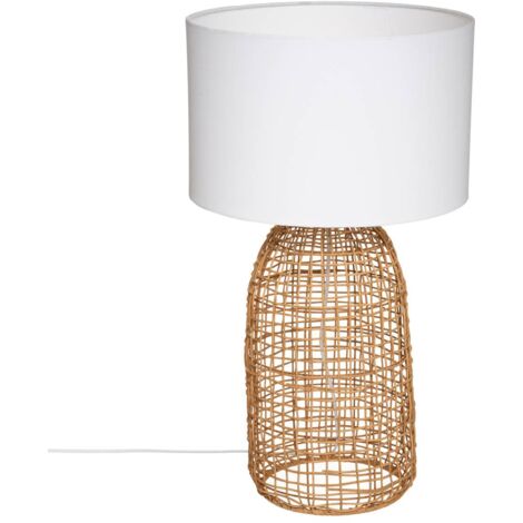 Lámpara cilíndrica «Karla» - mimbre - blanco H56 cm - Atmosphera créateur d'intérieur