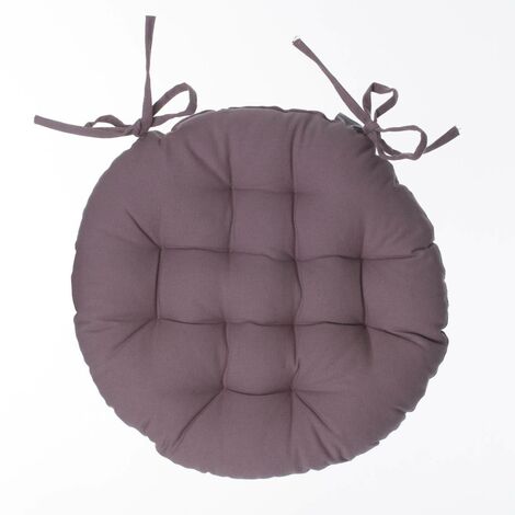 Cojín de silla redondo en algodón gris topo D. 38 cm - Atmosphera créateur d'intérieur