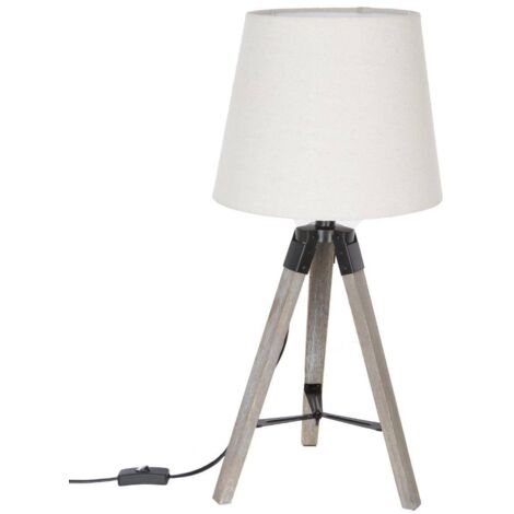 Lámpara trípode 'Runo' - madera y marfil A. 58 cm - Atmosphera créateur d'intérieur