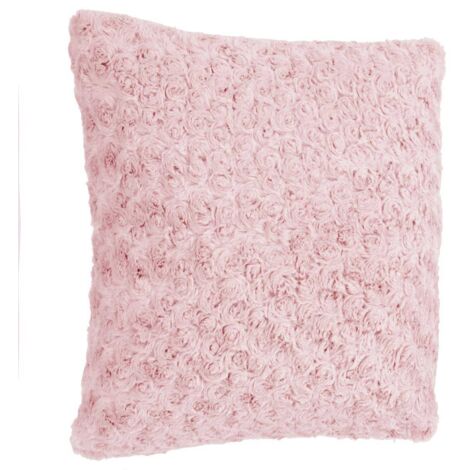 Cojín de piel con rizo - rosa - 45x45 cm - Atmosphera créateur d'intérieur