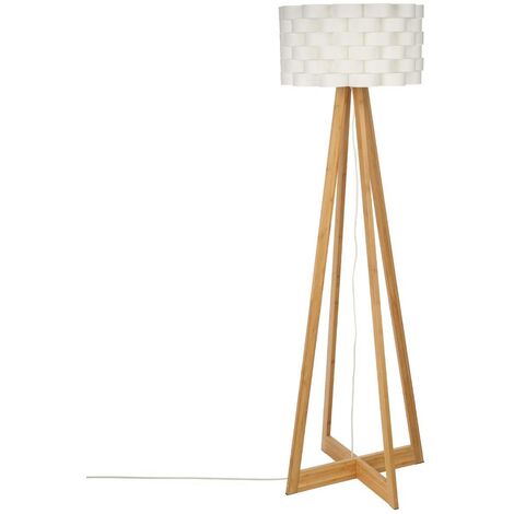 Lámpara de pie 'Moki' - bambú y blanco - A. 150 cm - Atmosphera créateur d'intérieur