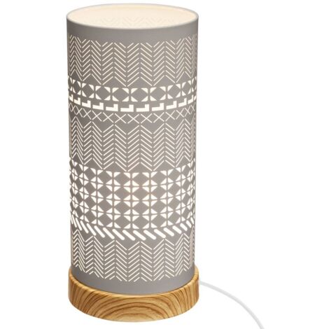Lámpara táctil 'Lamby' blanca - metal calado A. 28 cm - Atmosphera créateur d'intérieur