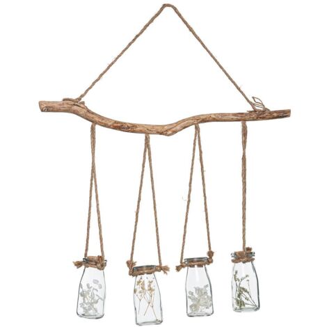 Lámpara colgante con 4 flores secas - maceta de cristal - H45 cm - Atmosphera créateur d'intérieur (1/5)