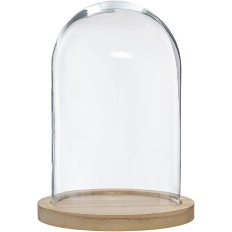 Campana de vidrio y madera - transparente - H26 cm - Atmosphera créateur d'intérieur