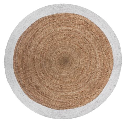 Alfombra de yute borde blanco D. 120 cm - Atmosphera créateur d'intérieur (1/7)