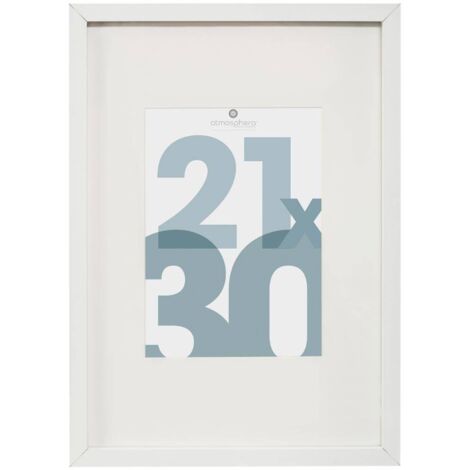 Marco de fotos Manu - madera y cristal - blanco - 21x30 cm - Atmosphera créateur d'intérieur