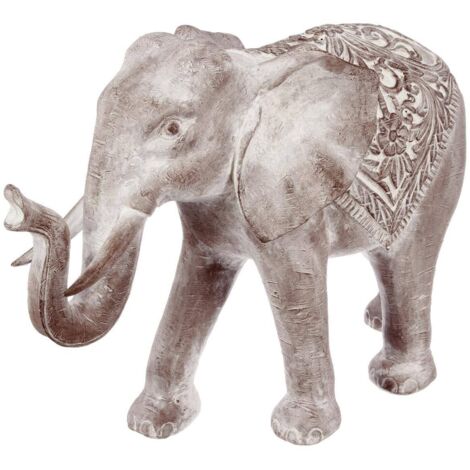 Estatua de elefante 'Jade' - resina - efecto blanqueado A. 46 cm - Atmosphera créateur d'intérieur