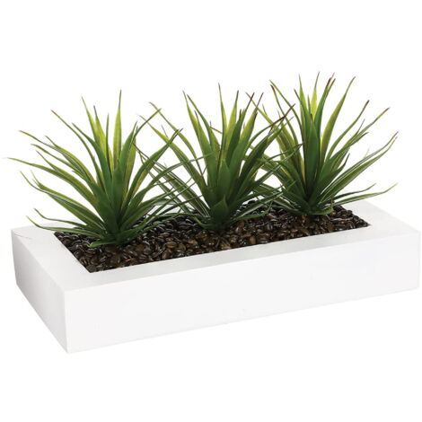 Atmosphera – Centro de mesa aloe vera artificial blanco 35 cm – Poliestireno resistente – Diseño moderno para decoración de interiores (1/5)