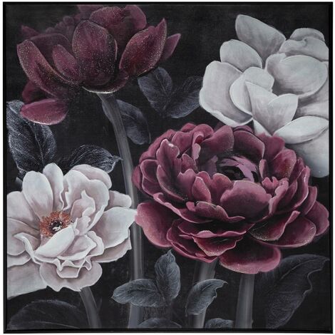 Lienzo pintado 'Fleur' enmarcado 58 x 58 cm - Atmosphera créateur d'intérieur