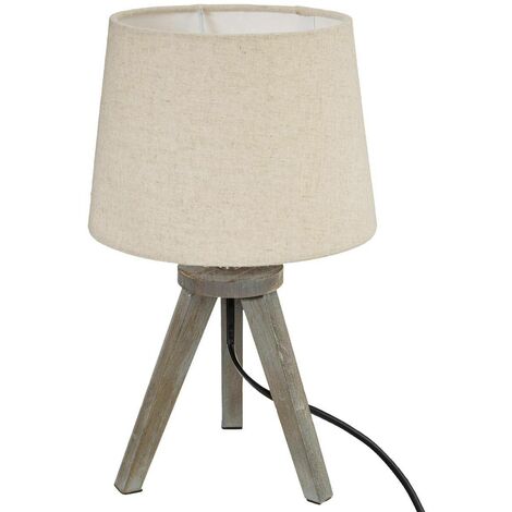Lámpara mini trípode - madera y marfil A. 31 cm - Atmosphera créateur d'intérieur