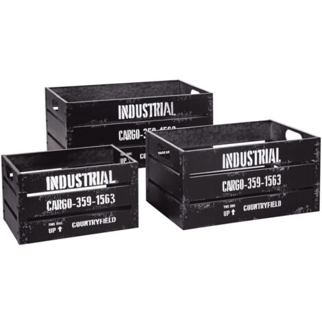 Juego de 3 cajas Indus - metal - negro - Atmosphera créateur d'intérieur