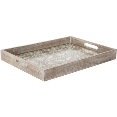 Bandeja Verano - madera y vidrio - blanco - 40x4 -5 cm - Atmosphera créateur d'intérieur (1/2)