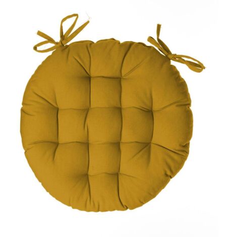 Cojín de silla redondo en algodón amarillo mostaza D. 38 cm - Atmosphera créateur d'intérieur