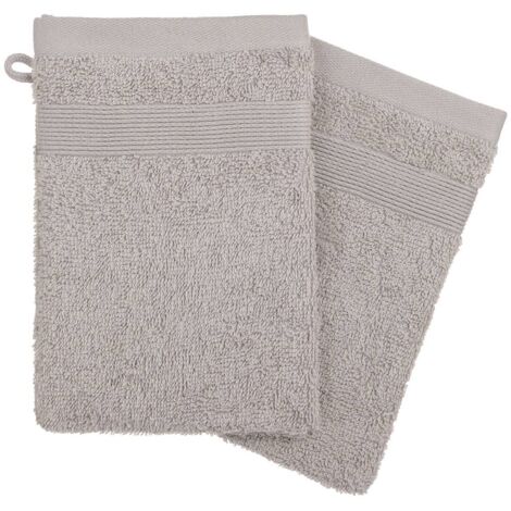 Juego de 2 manoplas de baño - algodón 550 g/m² - gris topo - 15 x 21 cm - Atmosphera créateur d'intérieur