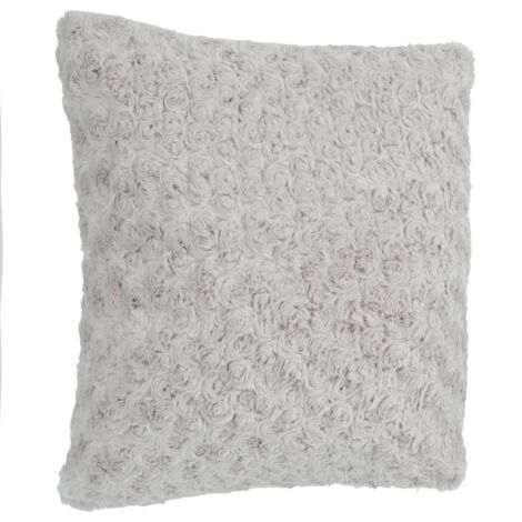 Cojín de piel - rizado - gris - 45x45 cm - Atmosphera créateur d'intérieur