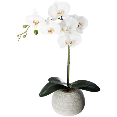 Orquídea artificial - maceta de cemento - H53 cm - Atmosphera créateur d'intérieur
