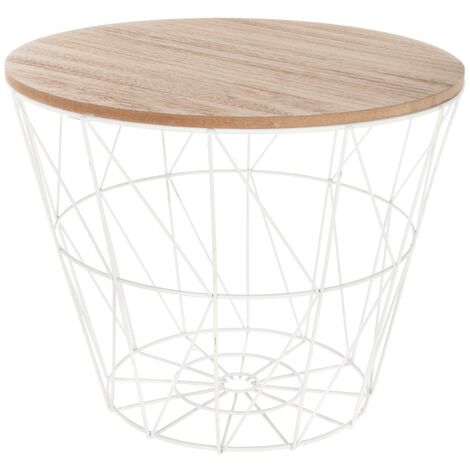 Mesa de centro 'Kumi' blanca - D. 38 cm - Atmosphera créateur d'intérieur
