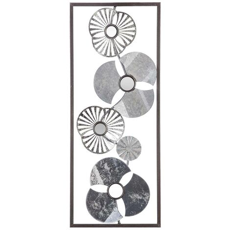 Decoración de pared 'Fleur' - metal - plata 25 x 61 cm - Atmosphera créateur d'intérieur