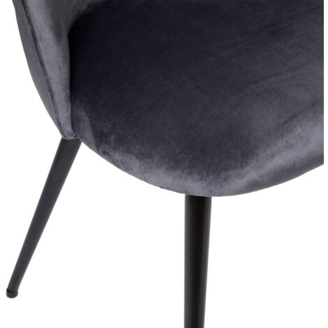 Silla Slano negro - terciopelo - patas de metal negro - Atmosphera créateur  d'intérieur