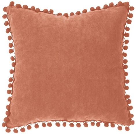 Cojín de pompones - rosa terracota - 40x40 cm - Atmosphera créateur d'intérieur