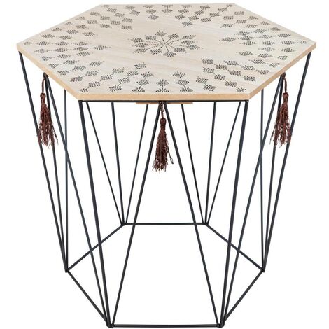 Mesa de centro 'Kumi' octogonal - metal y madera - Atmosphera créateur d'intérieur