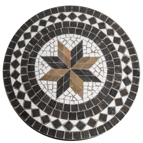 Mesa de comedor redonda 'Kipos' de mosaico D. 90 cm - Atmosphera créateur d'intérieur
