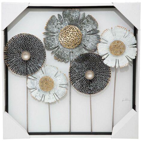Decoración de pared 'Fleurs' - metal 50 x 50 cm - Atmosphera créateur d'intérieur