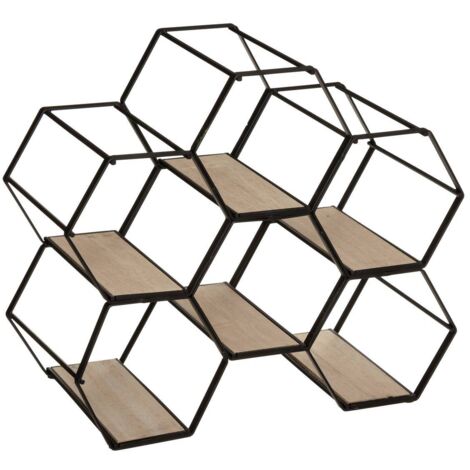 Botellero - 6 botellas Arty - metal y madera - negro - 26x29 -5 cm - Atmosphera créateur d'intérieur