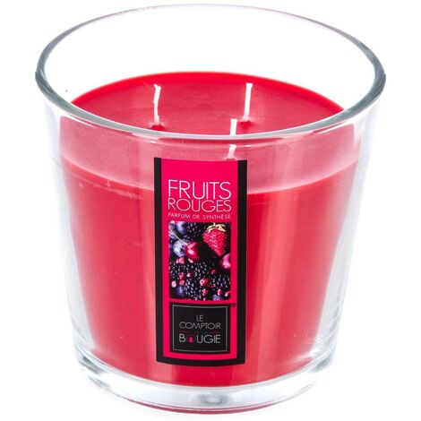 VELA PERFUMADA EN COPA DE FRUTA ROJA D. 13,5 x H. 12,5 cm