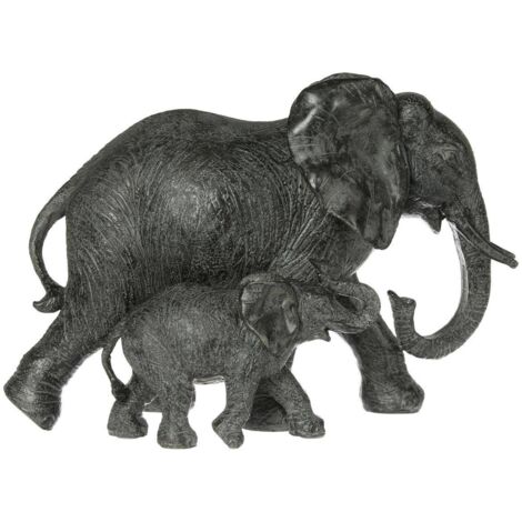 Estatua 2 elefantes Kenna H.15,5cm resina - Atmosphera créateur d'intérieur