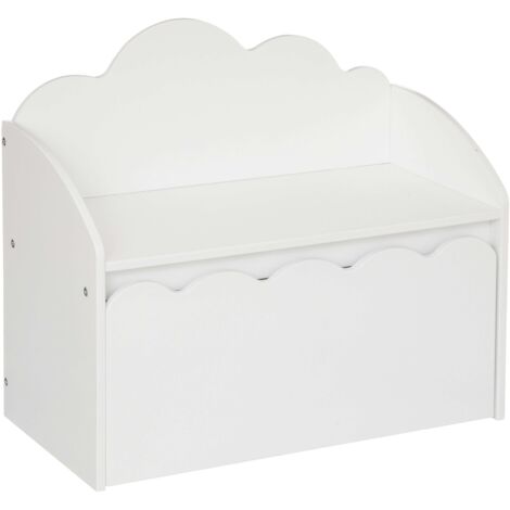 Baúl Banco Infantil con Cajón Almacenaje Interior Nube Douceur Color Blanco 60 cm