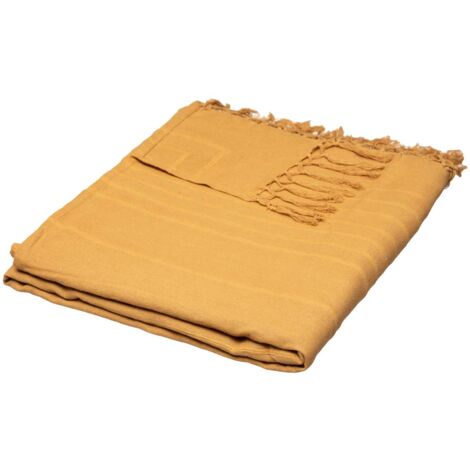 Colcha de algodón - amarillo mostaza 230x250 cm - Atmosphera créateur d'intérieur