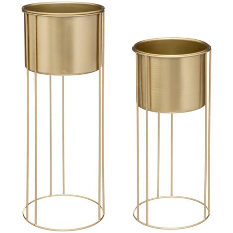 Juego de 2 macetas Artifice oro - metal H58 cm - Atmosphera créateur d'intérieur