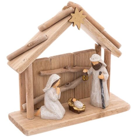 Cuna de Navidad con 3 figuras talladas H19cm - Feeric lights & christmas (1/3)