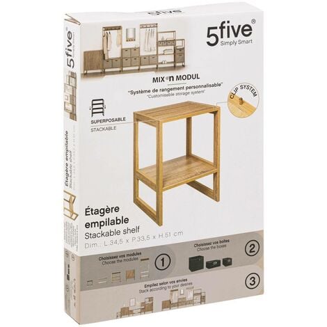 Estantería apilable de 1 compartimento mix n modul efecto madera natural - 5five