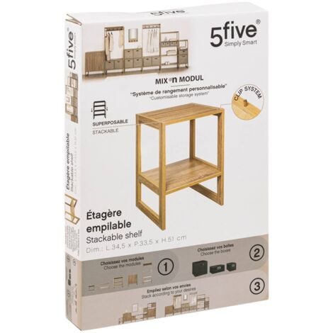 Estantería apilable de 1 compartimento mix n modul efecto madera natural - 5five