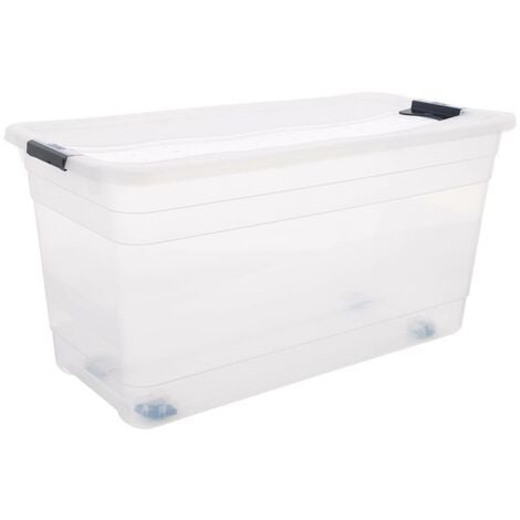 Caja de plástico para almacenaje TRANSPARENTE - 100 L (80x60x33cm