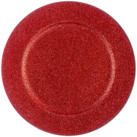 Plato de presentación redondo D.33cm rojo purpurina - Atmosphera créateur d'intérieur